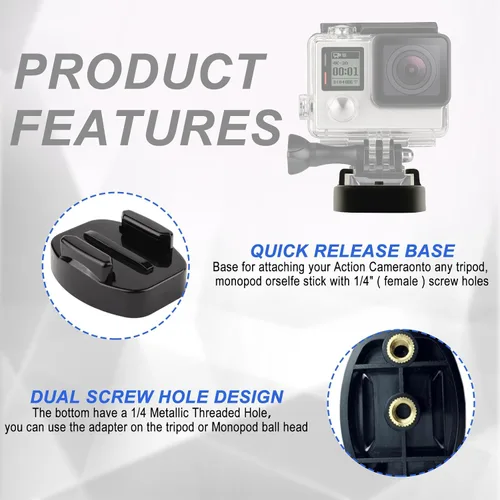 Vista 5 de Adaptador de montaje de bola de 1 pulgada para Insta360 con base de liberación rápida para Gopro, compatible con soportes de cabeza de bola RAM