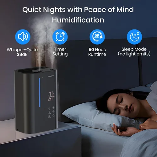 Vista 4 de OGACFO Humidificadores de niebla fría de 5 litros para dormitorio, habitación grande, humidificador de aire inteligente ultrasónico de llenado