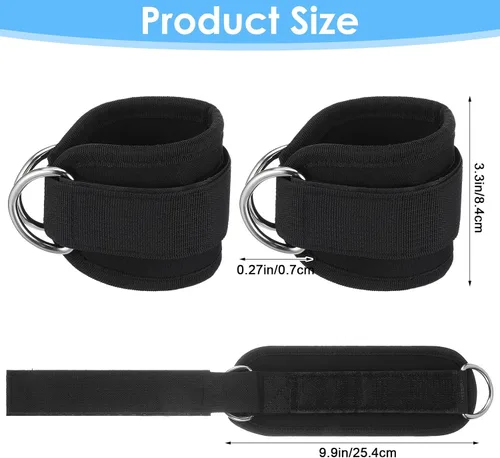 Vista 2 de 2 correas de levantamiento de pesas con anillo D, muñequeras ajustables para gimnasio, soporte de muñeca acolchado, accesorios para máquina
