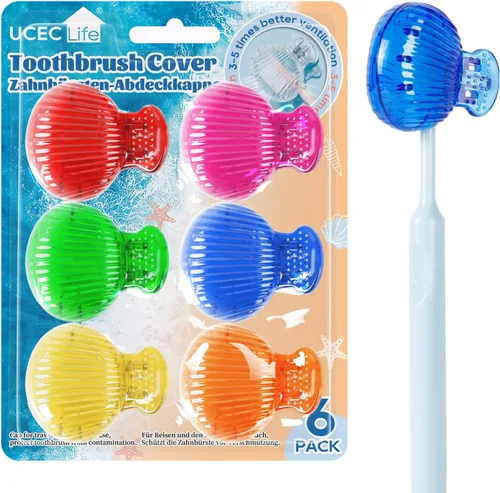 Vista 5 de UCEC - Juego de 6 tapas para cepillos de dientes, protector de cabeza para cepillos de dientes Tapa para cepillo de dientes, clip de plástico