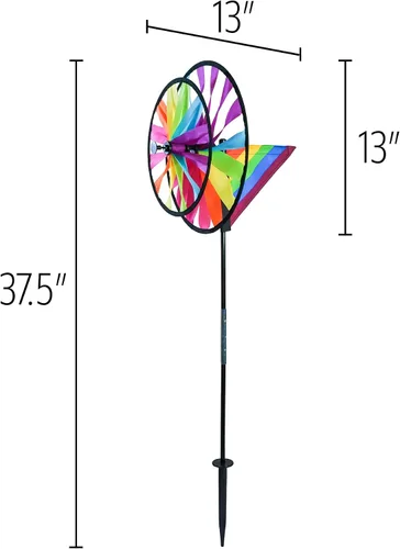 Vista 7 de In the Breeze 2613 - Spinner doble Fiesta de 13 pulgadas con vela de viento - Colorido giratorio giratorio para patios y jardines
