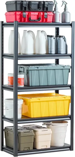 Vista 10 de VEVOR Storage Shelves, 5-Tier Adjustable, 2000 lbs Capacity, Heavy Duty Garage Storage Shelving Unit, Metal Utility Rack Shelf, for Kitchen Pantry