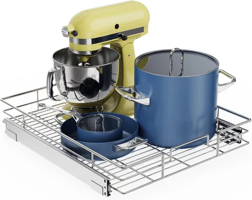 Vista 19 de LOVMOR Organizador de gabinete extraíble de 5.5 pulgadas de ancho x 21.5 pulgadas de profundidad, estantes extraíbles para armario de cocina
