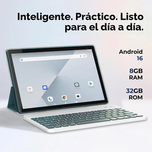 Vista 2 de Aheadlink - Tablet Android 16, tabletas 2 en 1 de 10 pulgadas con teclado, 8 GB de RAM 32 GB ROM 1 TB expandir, CPU de cuatro núcleos, WiFi 5G 6