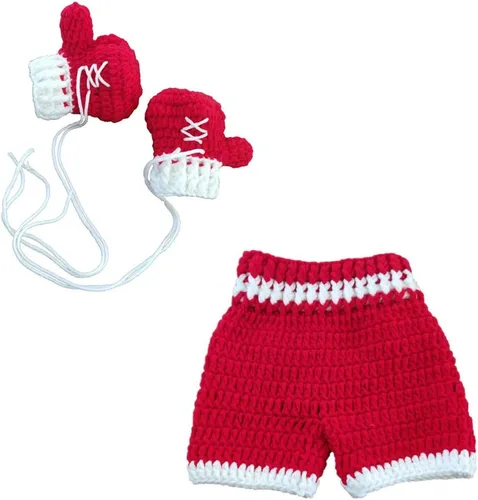 Vista 6 de Trajes de fotografía para recién nacidos, para sesión de fotos de ganchillo, conjunto de traje de punto, sombrero y pantalones