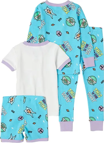 Vista 2 de Tienda Essentials Disney Marvel Frozen Conjunto de pijama de algodón ajustado para niñas princesas (cebra previamente manchada), paquete de 4