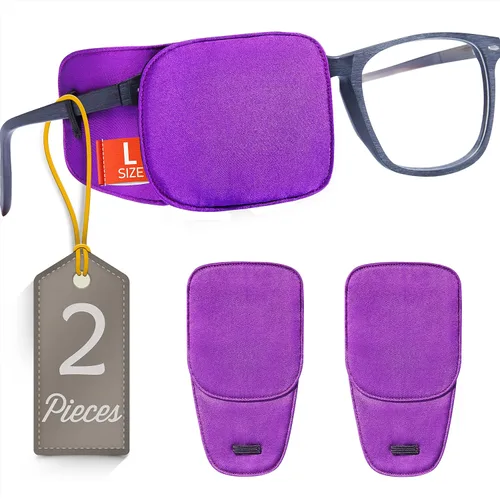 Vista 11 de Parche de ojo de seda Astropic para gafas de adultos y niños para cubrir cualquier ojo (Mediano, Violeta)