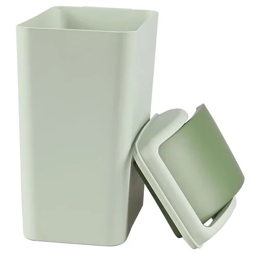 Vista 9 de bote de basura, tapa de plástico, 4 galones/15 litros Material plástico, diseño de tapa giratoria, cubo de basura de plástico, ideal para baño