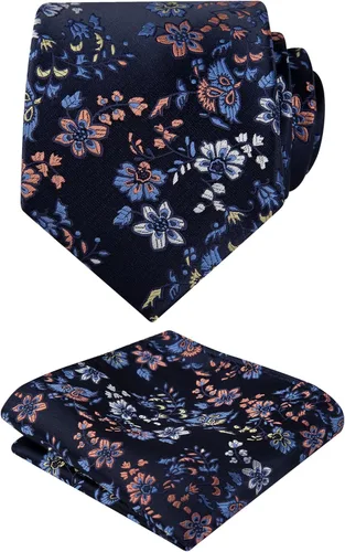 Vista 73 de Alizeal Mens 3.15inches Leaf Flower Pattern Tie with Floral Pocket Square Set