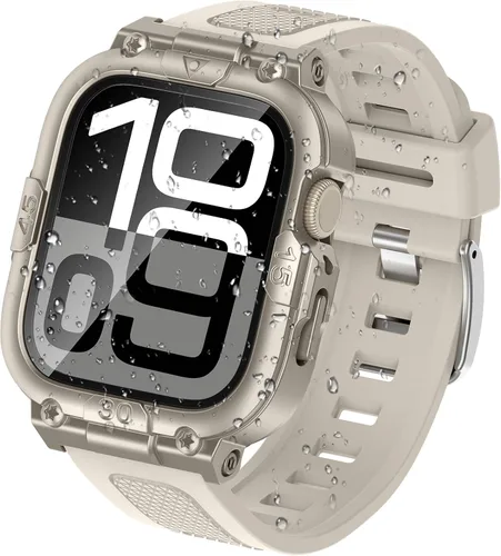 Vista 19 de Goton Estuche impermeable 3 en 1 con correa para Apple Watch con protector de pantalla de vidrio templado incorporado de 40 mm, cubierta frontal