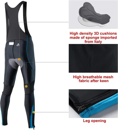 Vista 5 de Santic Mallas de ciclismo con peto para hombre, acolchadas, largas acolchadas con bolsillo
