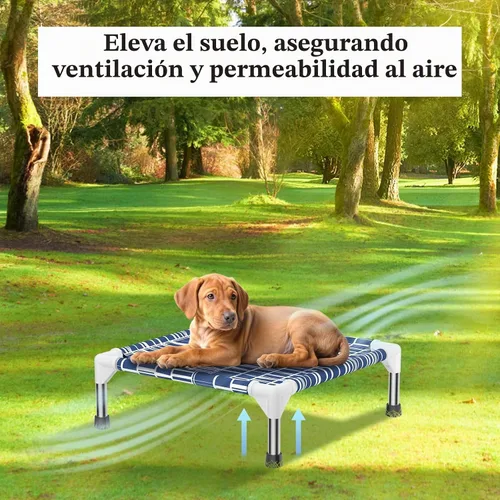 Vista 7 de Cama elevada para perros con tela de algodón, marco de acero inoxidable