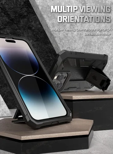 Vista 4 de Poetic Funda compatible con iPhone 14 Pro Max, funda Spartan para iPhone 14 Pro Max, textura de cuero resistente a prueba de golpes, con protector