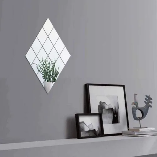 Vista 2 de Espejos decorativos DIY azulejos de mosaico autoadhesivos espejo pegatinas de pared decoración de espejo 16 unids/lote