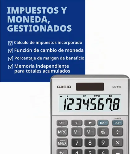 Vista 4 de Calculadora de escritorio Casio MS-80B de funciones estándar