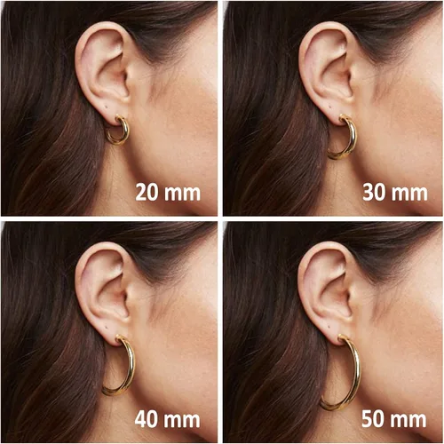 Vista 3 de PAVOI 14K Gold Plated Lightweight Chunky Open Hoops Gold Hoop Earrings for Women