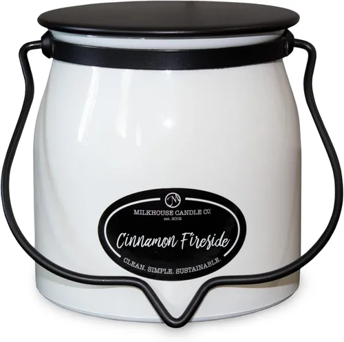 Vista 20 de Milkhouse Candle Company Vela de soja junto a canela – Canela y nuez moscada brasas aromáticas Amberwood y vainilla perfumada – Tarro de crema