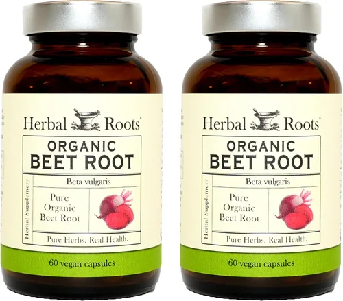Vista 7 de Herbal Roots Cápsulas de polvo de raíz de remolacha orgánica, 1,500 mg por porción, certificado USDA orgánico, sin OMG, 60 cápsulas veganas