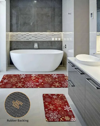 Vista 5 de Tapete de baño de Feliz Navidad, antideslizante, de secado rápido y absorbente, tierra de diatomeas, fregadero, dormitorio, cocina, lavable, tapete