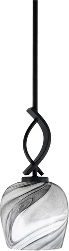 Vista 104 de Toltec Lighting Cavella Stem Colgado Mini colgante, acabado grafito, vidrio de muselina blanca de 4 pulgadas