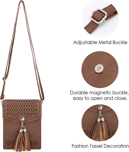 Vista 7 de seOSTO Womens Small Crossbody Bag For Woman, Tassel Wallet PurseGifts For Teenage Girls