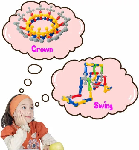 Vista 2 de SHUNLAM Juguetes de construcción para niños, 110 juguetes STEM para niños y niñas, juego entrelazado para mayores de 3 años, kit creativo para niños