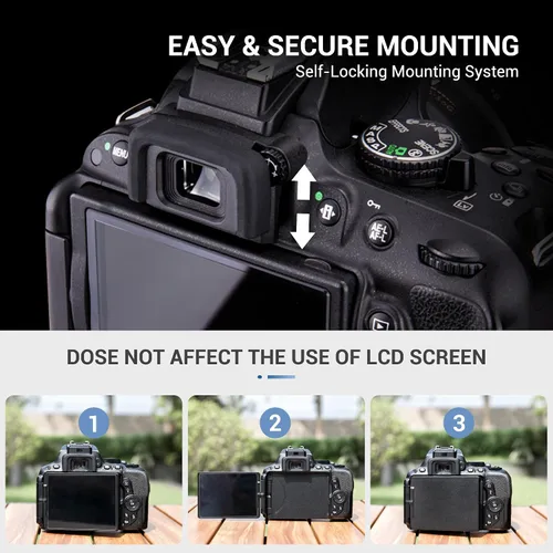 Vista 7 de JJC 2 tipos de visor ocular para Nikon D780 D750 D610 D3500 D3400 D5600 D5500 D7500 D7200, diseño largo suave + sombra de ojos original que