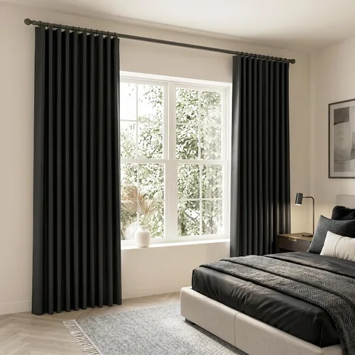 Vista 38 de SHINELAND Cortinas opacas cortas para ventanas de dormitorio, cortinas de baño, 45 pulgadas de largo