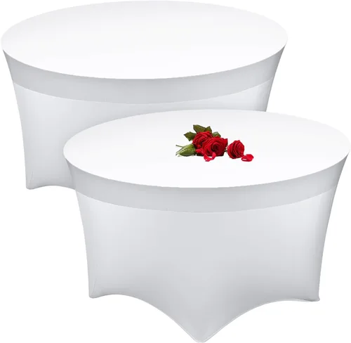 Vista 8 de Buryeah Mantel redondo elástico de 5 pies de elastano, lavable a máquina, 60 pulgadas, mantel elástico ajustable para mesa redonda para bodas