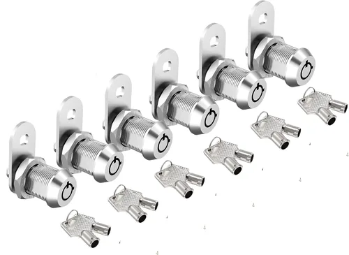 Vista 13 de Paquete de 1 cerradura de gabinete con llaves, cerraduras tubulares de leva de 5/8 pulgadas con llave similar, cerradura de RV para armarios