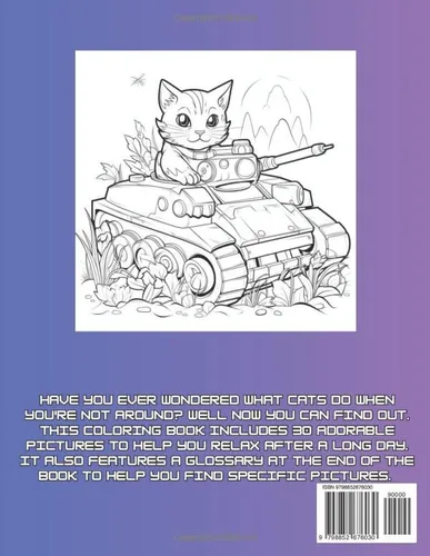 Vista 2 de Cat Adventures A Relaxing Coloring Book for Adults