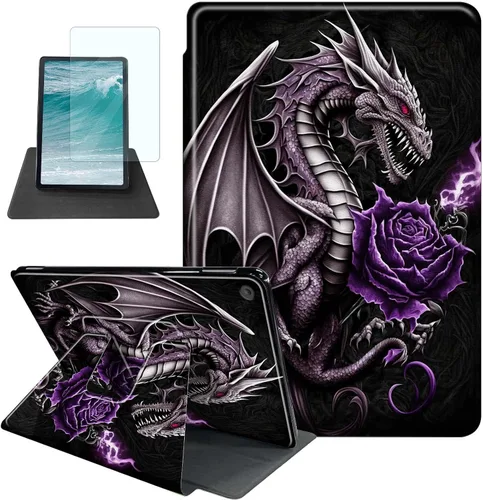 Vista 27 de Rossy Funda para tablet Kindle Fire HD 8 y Fire HD 8 Plus (12ª/10ª generación 2022/2020) + protector de pantalla giratorio de 360 grados, funda