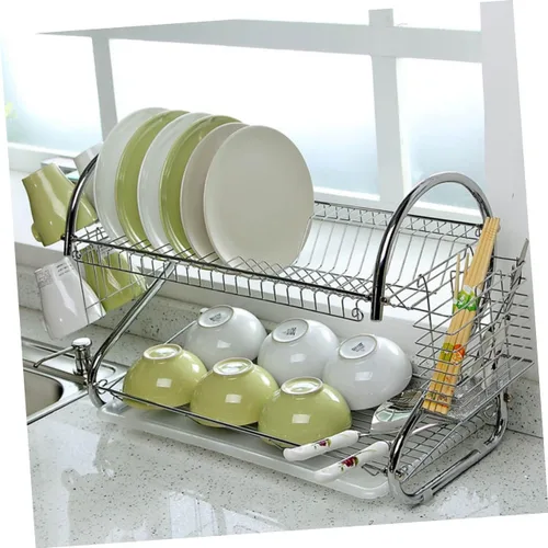 Vista 4 de UPKOCH Escurridor de platos para fregadero, estante seco para platos, soporte para palillos, soporte para utensilios sobre el fregadero, escurridor