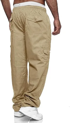 Vista 2 de JMIERR Mens Casual Cargo Pants Elastic Waist Drawstring Stretch Relaxed Fit Tactical Joggers Work Pants Multi Pockets