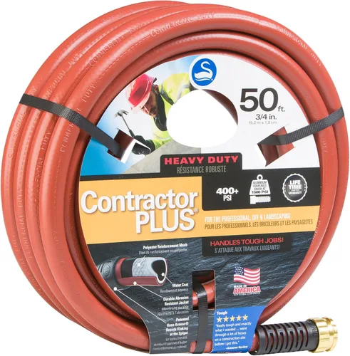 Vista 2 de Swan ContractorPLUS Manguera de riego resistente, 50 pies de longitud, 3/4 pulgadas de diámetro, 400+ PSI, rojo