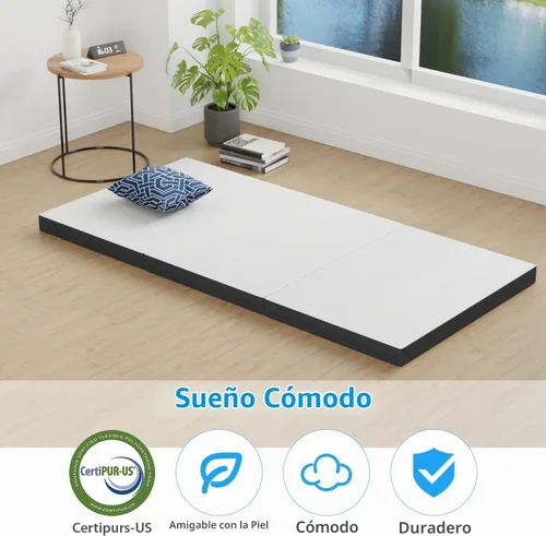 Vista 3 de PayLessHere Colchón de espuma viscoelástica triple plegable de 3 pulgadas Individual Firme medio