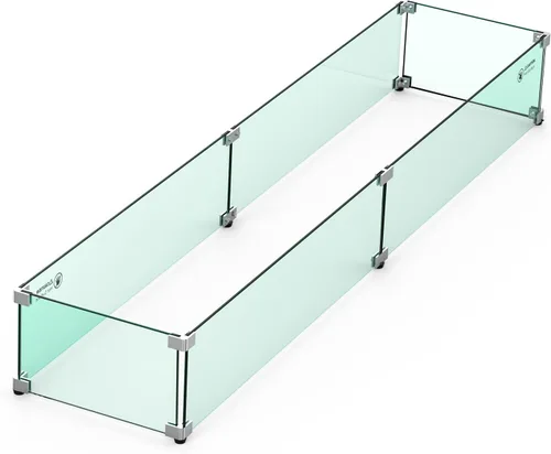 Vista 9 de Skyflame Protector de viento de vidrio para hoguera, 36" x 11.5" Parabrisas de vidrio templado que se ajusta a sartenes quemadoras de hoguera