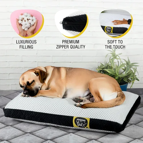 Vista 5 de Wagging Tails Cama para perros con funda extraíble impermeable lavable Sofá de microfibra y espuma viscoelástica triturada Saco de dormir
