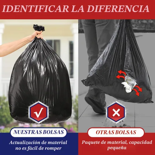 Vista 4 de Teivio Bolsas de basura negras grandes de 55 a 60 galones, 20 unidades, 50
