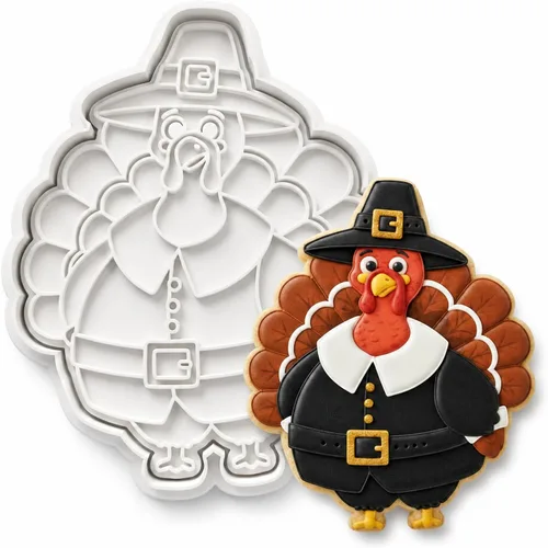 Vista 16 de 8 PCS Thanksgiving Cookie Cutter Set with Embossers Turkey Pumpkin Maple Leaf Corn & More 3" Complete Fall Collection