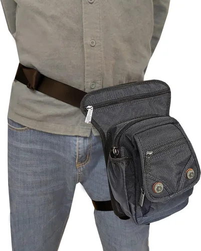 Vista 8 de Bolsa de nailon para la pierna, bolsa de muslo Riñonera táctica para hombro, Negro -, M