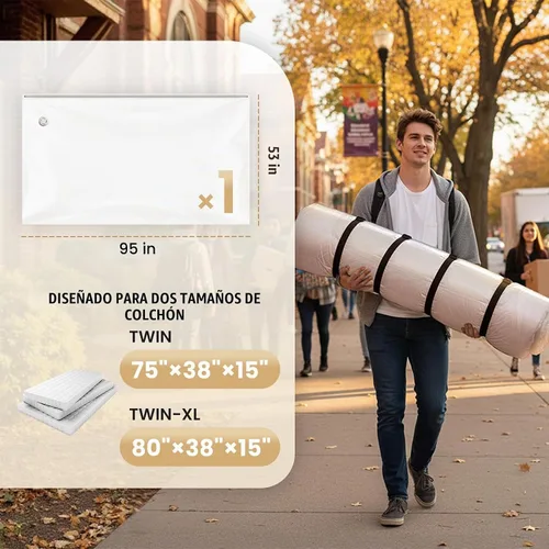Vista 7 de TAILI Bolsa de almacenamiento al vacío para colchón, fácil de mover para espuma viscoelástica, individual/individual XL Transparente
