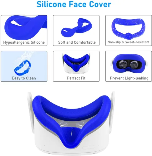 Vista 3 de YIZEIJOB Silicone Cover Set Accessories for Oculus Quest 2 Quest 2 Front Shell Protector Cover Controller Grips Cover Lens Protective Cover