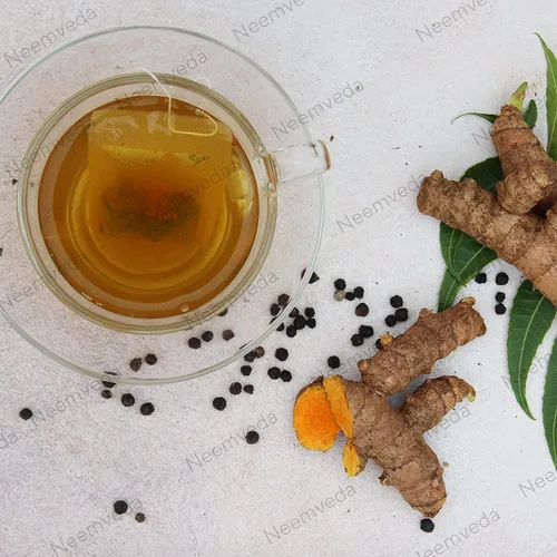 Vista 6 de iqra Neemveda Neem infusión de té de hierbas de cúrcuma con pimienta negra para alta absorción, 50 bolsas de té