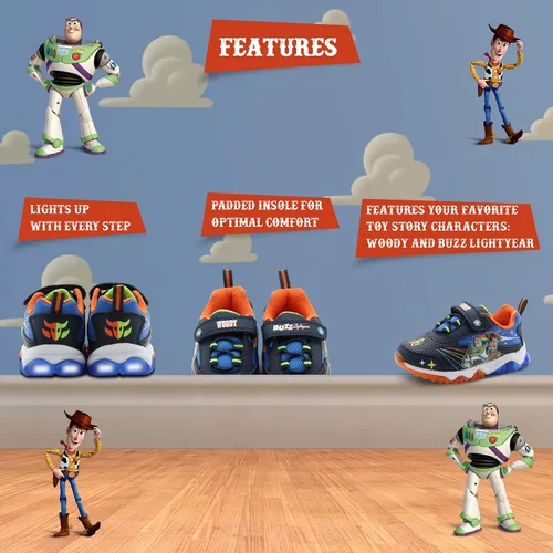 Vista 6 de Disney Pixar Toy Story - Tenis deportivos iluminados para niño, azulnaranja (niño pequeñoniño)