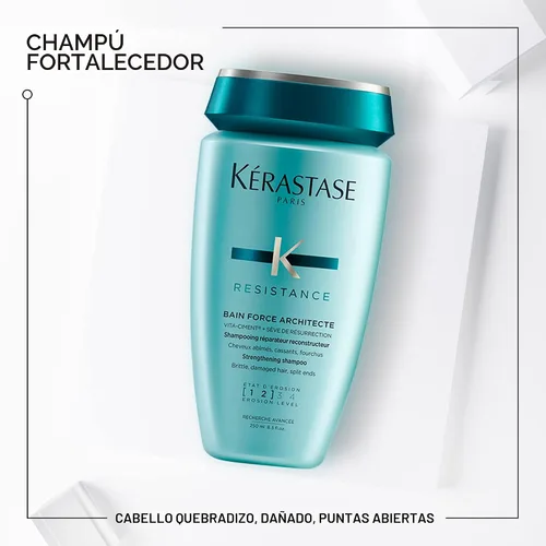 Vista 2 de Champú Kerastase Resistance Force Architecte - Champú Reconstructivo y Reparador Para Cabello Débil y Dañado, Formulado Con Complejo Pro-Keratine