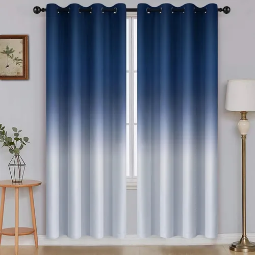Vista 51 de SimpleHome Cortinas degradadas degradadas para oscurecer la habitación de 36 pulgadas de largo para dormitorio, con ojales y bloqueo de luz Negro