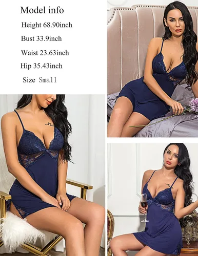 Vista 5 de Avidlove Camisón para dormir tipo babydoll de lencería con encaje para mujer