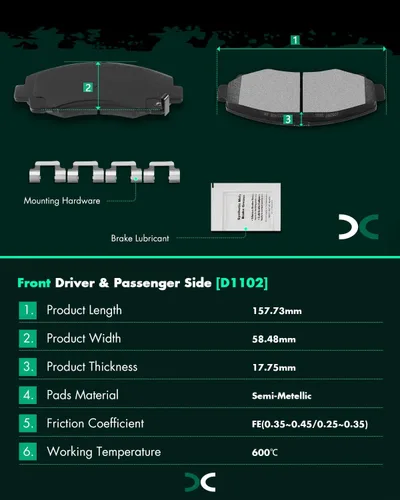 Vista 3 de Juego de pastillas de freno semimetálicas, D1102 SCITOO 4 pastillas de freno delanteras para Acura TL 2009-2014, para Honda Ridgeline 2006-2011