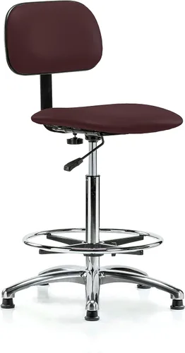 Vista 97 de Perch - Silla de laboratorio cromada con respaldo ajustable, altura del escritorio de 17 a 22 pulgadas, tela negra
